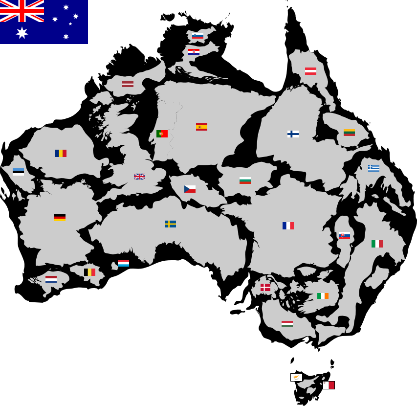 How big is Australia map