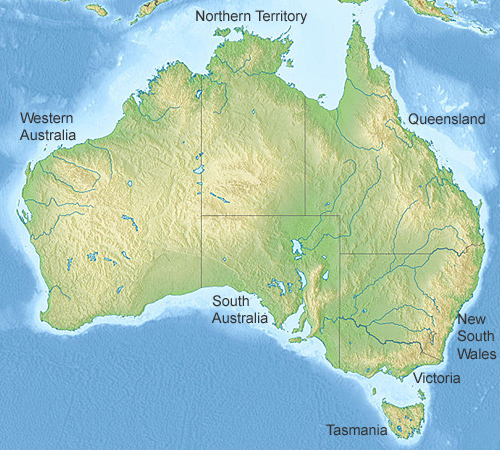 political map of australia and new zealand. Australia relief map