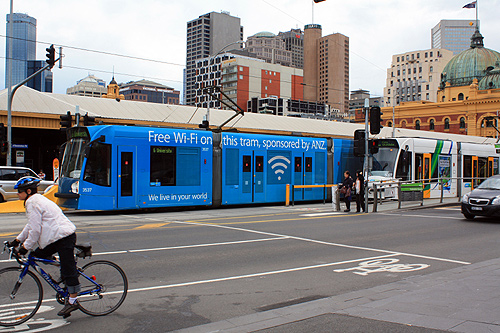 Trams at Flinders Station photo
