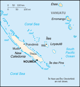 Political map of New Caledonia
