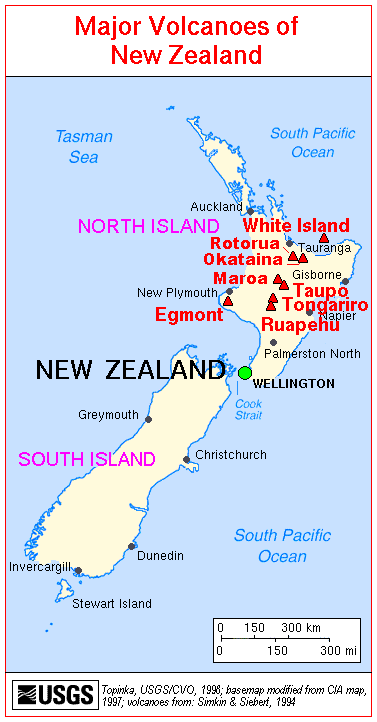 map of new zealand. New Zealand#39;s volcanoes are