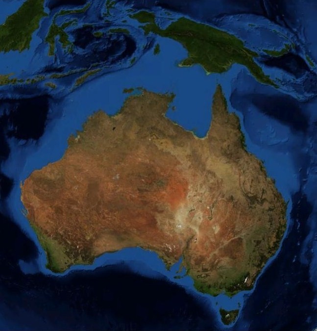 Mappa del continente australiano