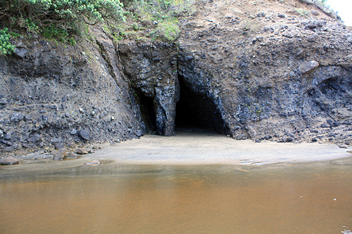 Sea Cave at Bethells Beach photo