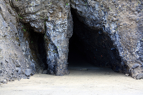 Cave Entrance at Bethells Beach photo