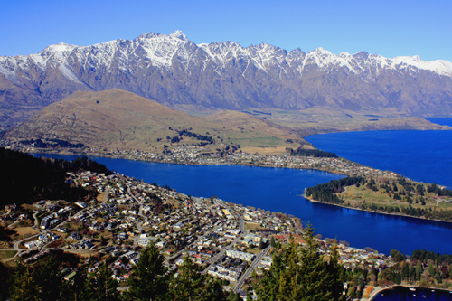 Queenstown with lake & mountains photo
