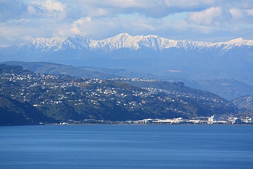 Snow capped Tararua Range photo